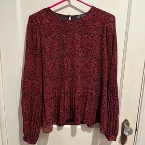 Zara red leopard pleated top